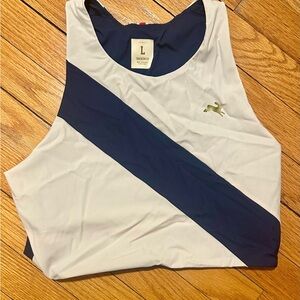White and Navy Bell Lap Crop